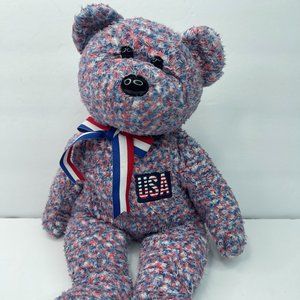 2002 TY Beanie Buddie Collection 13” USA Bear- No Tag